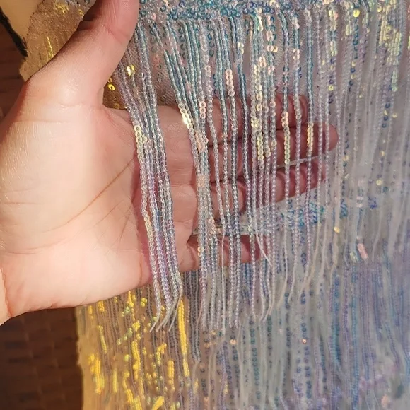 Elegant White Fringe Mini Dress - Picture 8 of 16